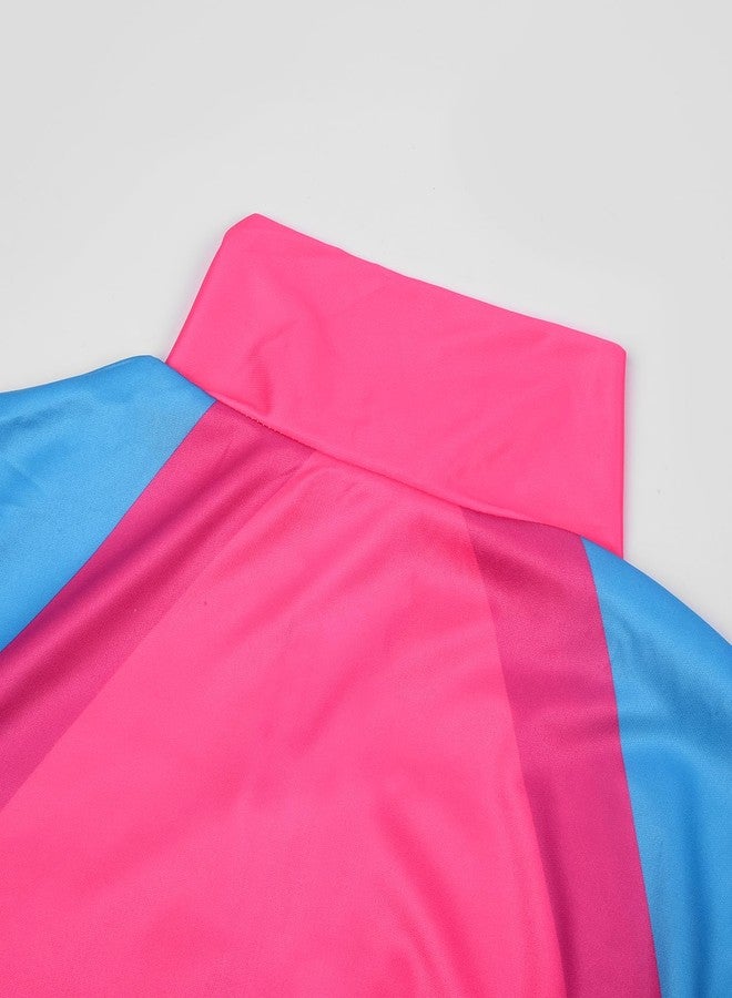 JerrisApparel Boys Girls 80s 90s Neon Tracksuit Kids Hip Hop Costume Retro Dance Sportswear Top Pants Sets Outfit (Pink, Medium/8-10 Years) - Image 4